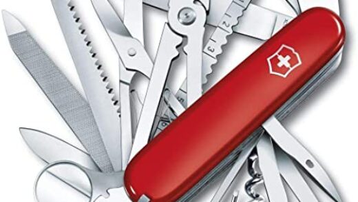 A swiss army knife with all the tools exposed