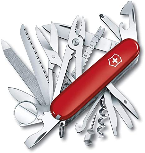 A swiss army knife, with all the tools exposed.